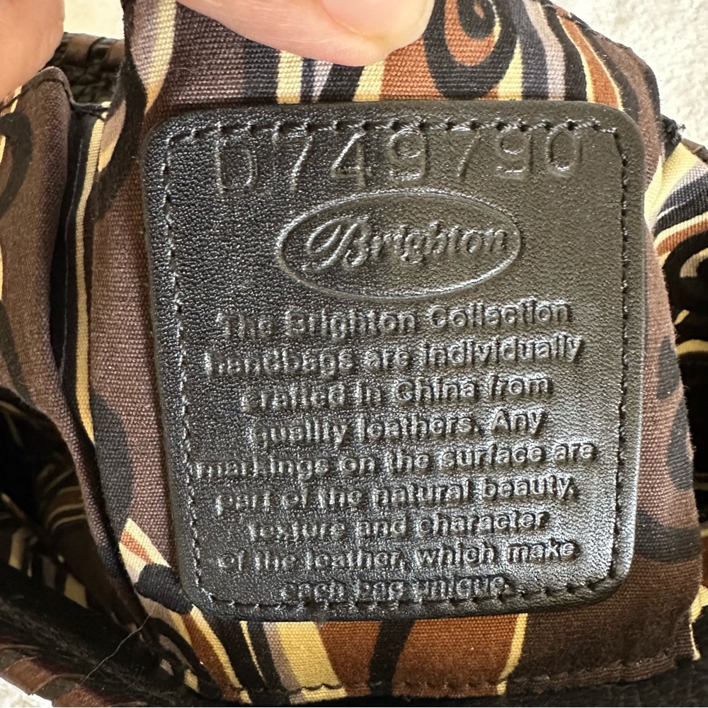 Vintage Brighton Black Leather Tote Bag Whipstitch Heart Charm 90s Y2K Shoulder - Picture 8 of 10